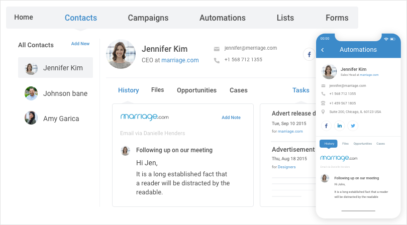 This images shows the best feature of crm that is its Contact Management ability