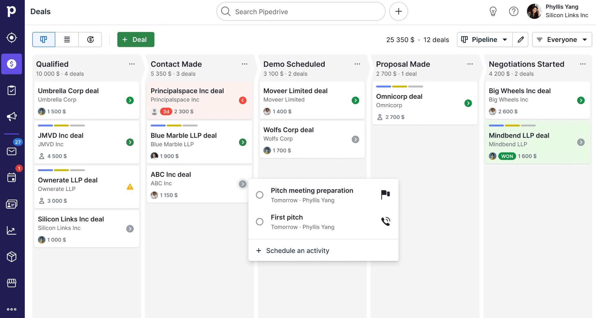 Pipedrive CRM platform dashboard