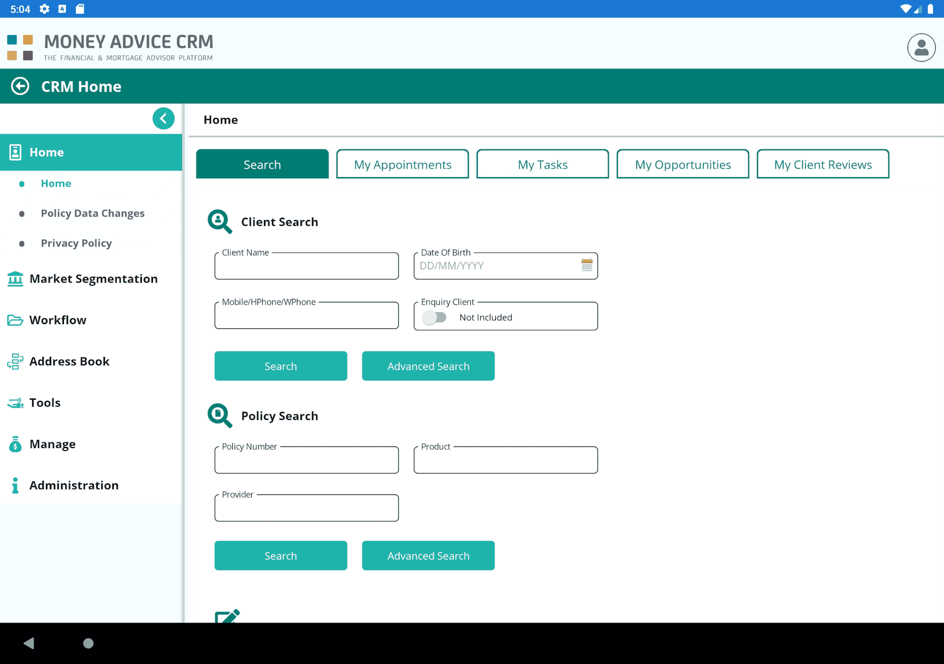 CRM for financial advisors Money Advice CRM