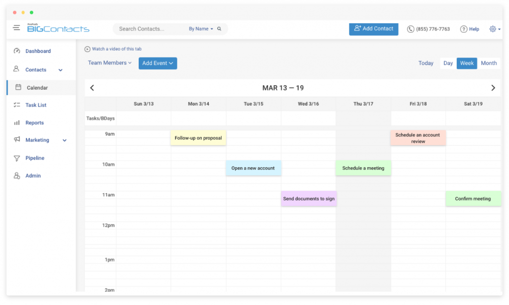 CRM dashboard