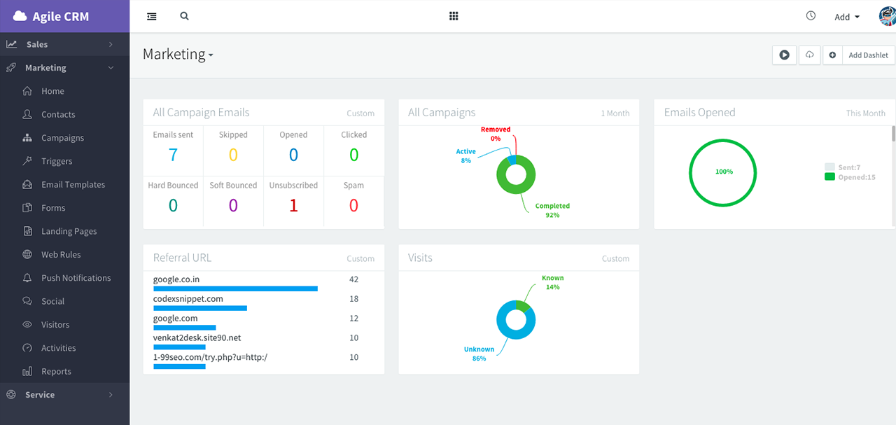 Agile CRM marketing software