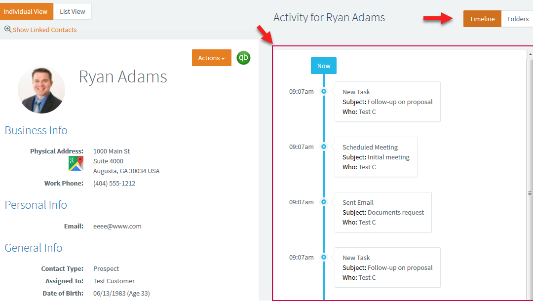 “Timeline” View For Contact Records