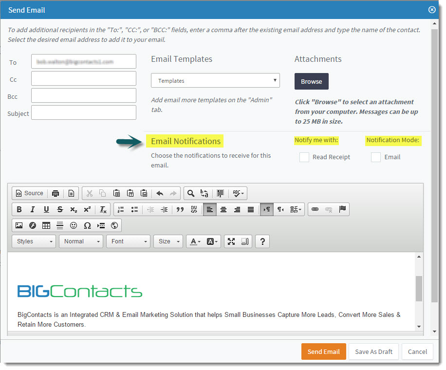 contacts are with the emails you send them on a day-to-day basis.