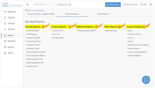 CRM project management reporting