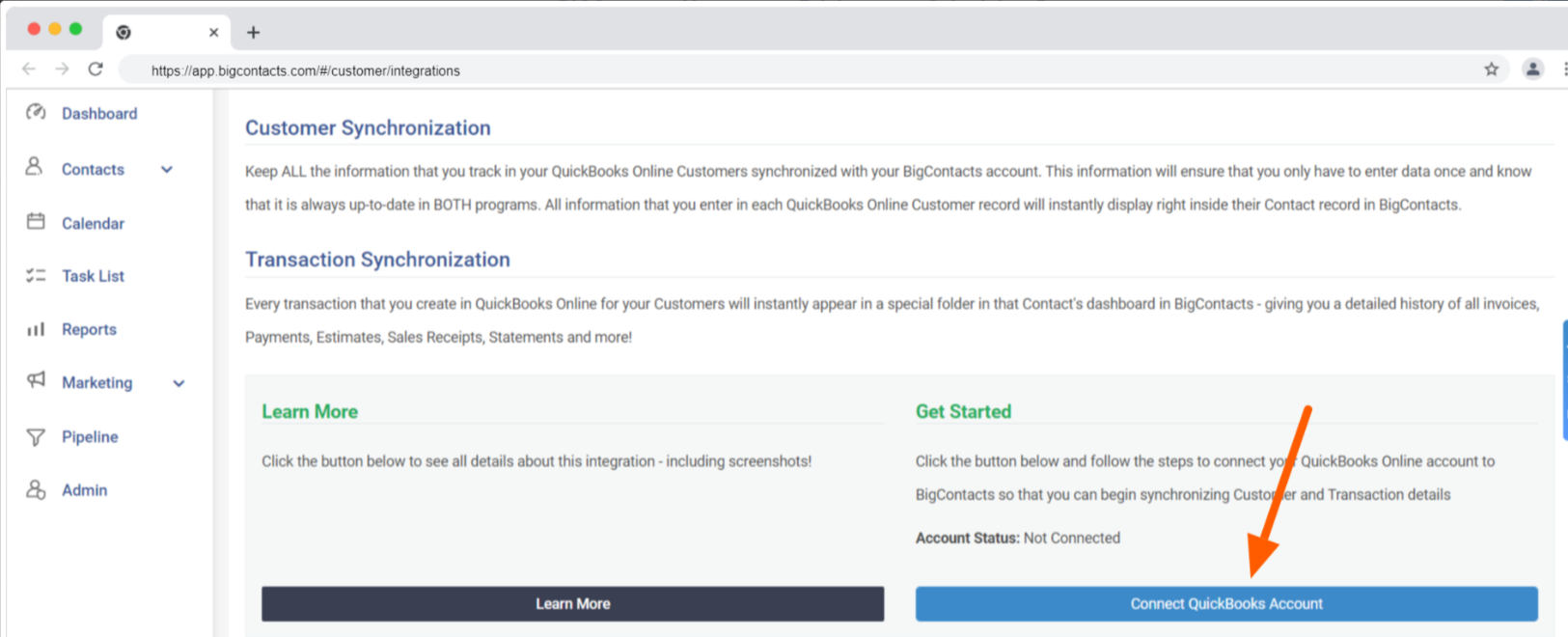 QuickBooks CRM Integration with BIGContacts CRM