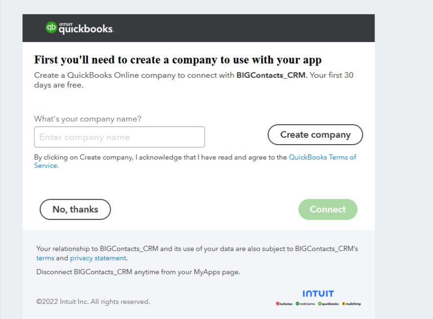 QuickBooks company account 1