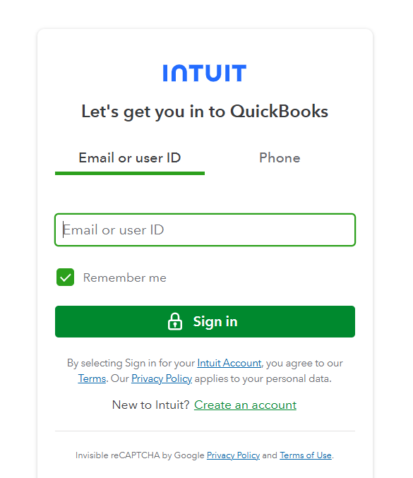 QuickBooks log in