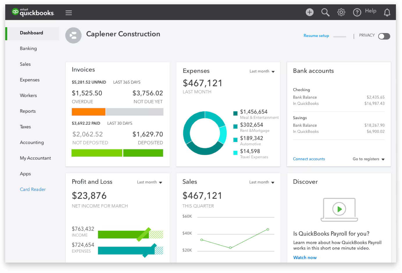 Quickbooks CRM Integration Dashboard