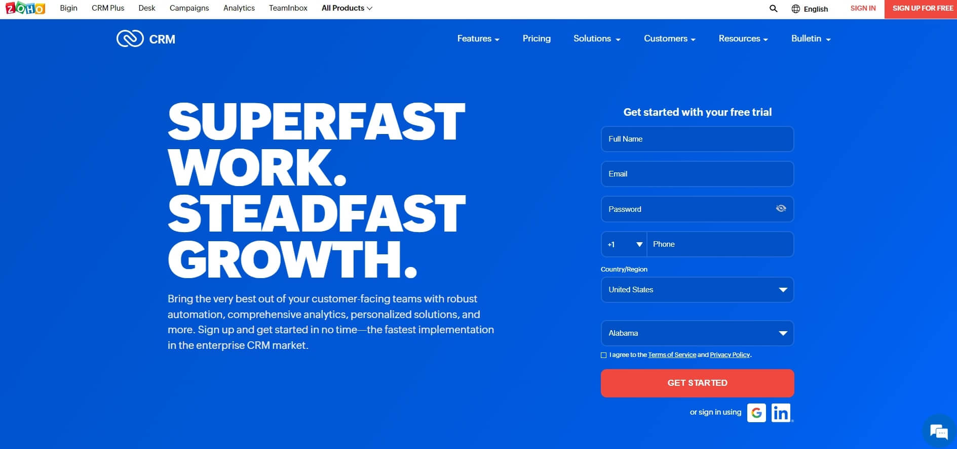 zoho crm homepage image