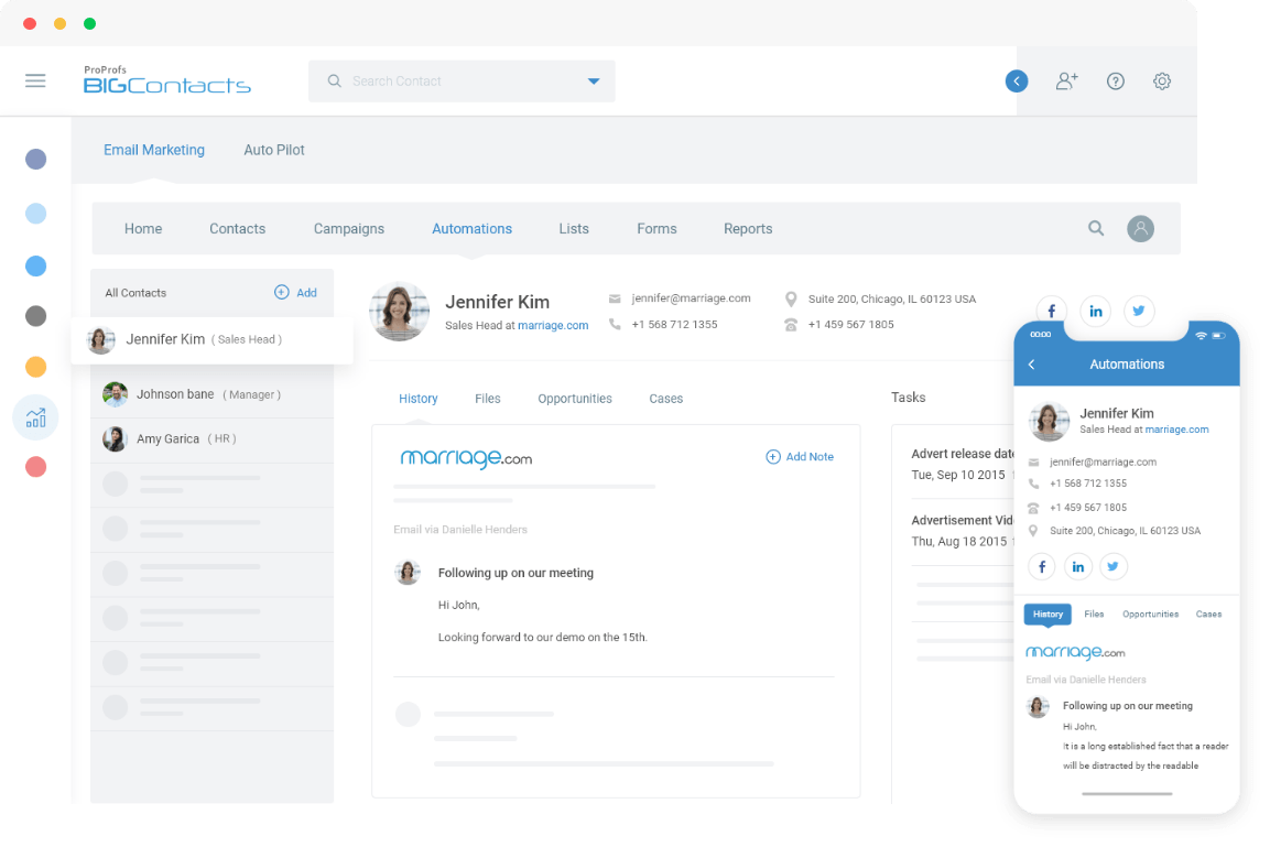this image reflects the overview of features of bigcontacts an crm software