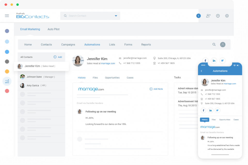 Bigcontacts CRM Dashboard