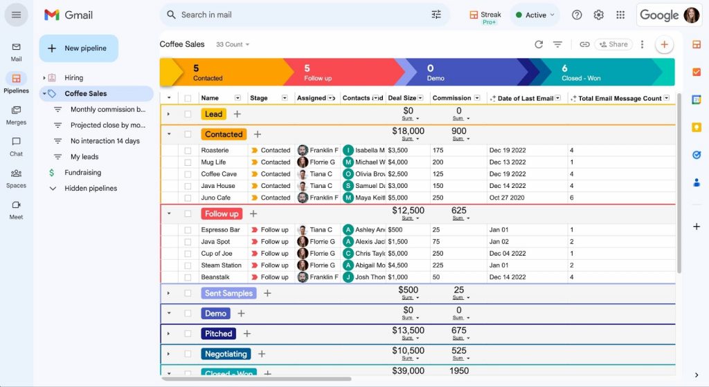 Streak CRM - Best for Contact & Pipeline Management
