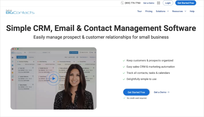 Woman working on BIGContacts - Simple CRM software