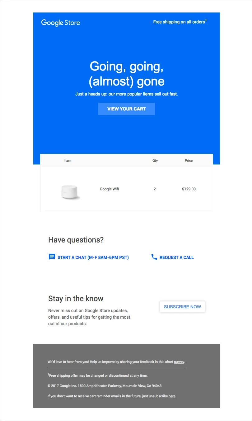 google drip email example of Cart Abandonment 