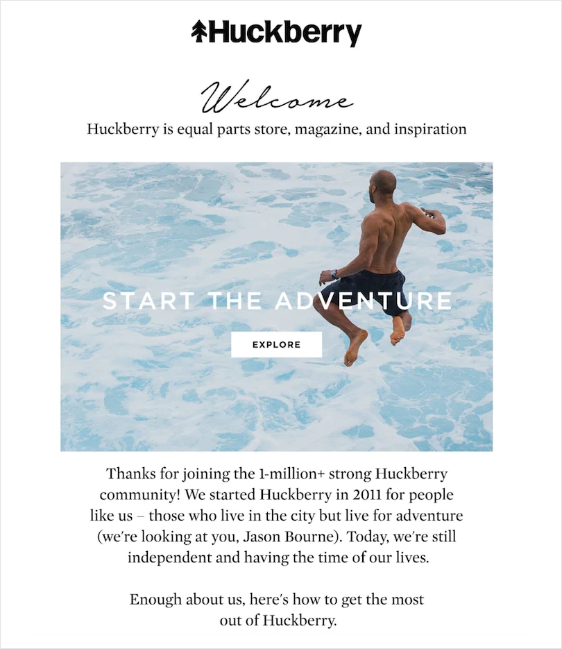 Huckberry example for drip email