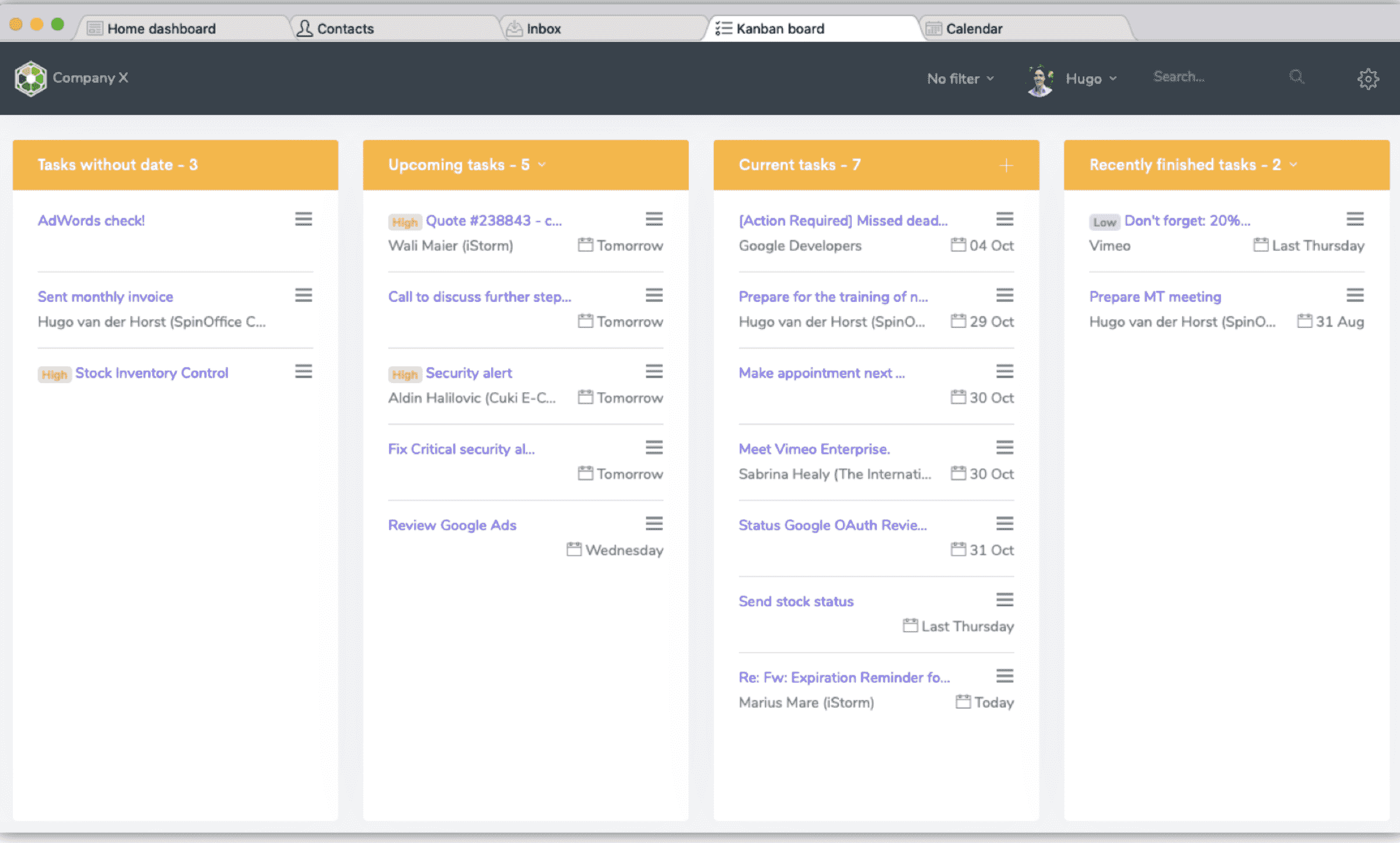 SpinOffice CRM- Best for Managing Communication