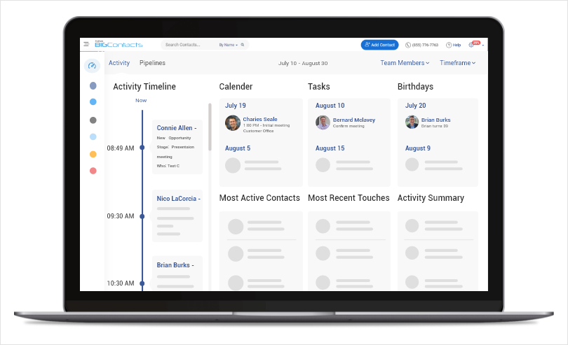 Mobile CRM dashboard