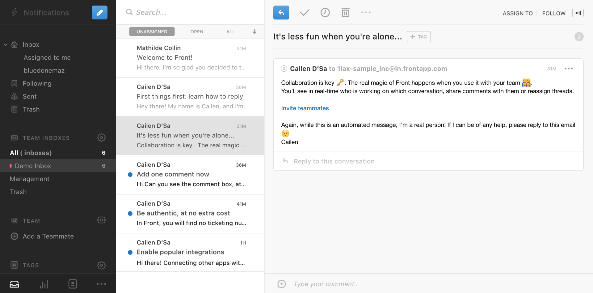 Front - Best for Shared Inbox & Team Collaboration