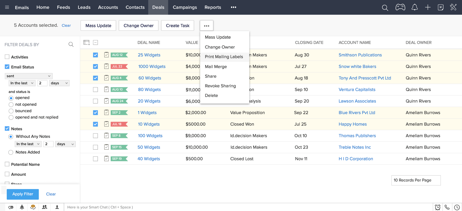 Zoho CRM - Best for Deal Management