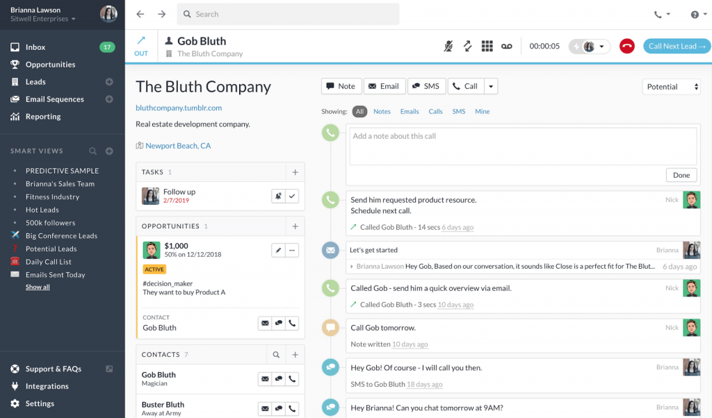 Close CRM - best for field sales