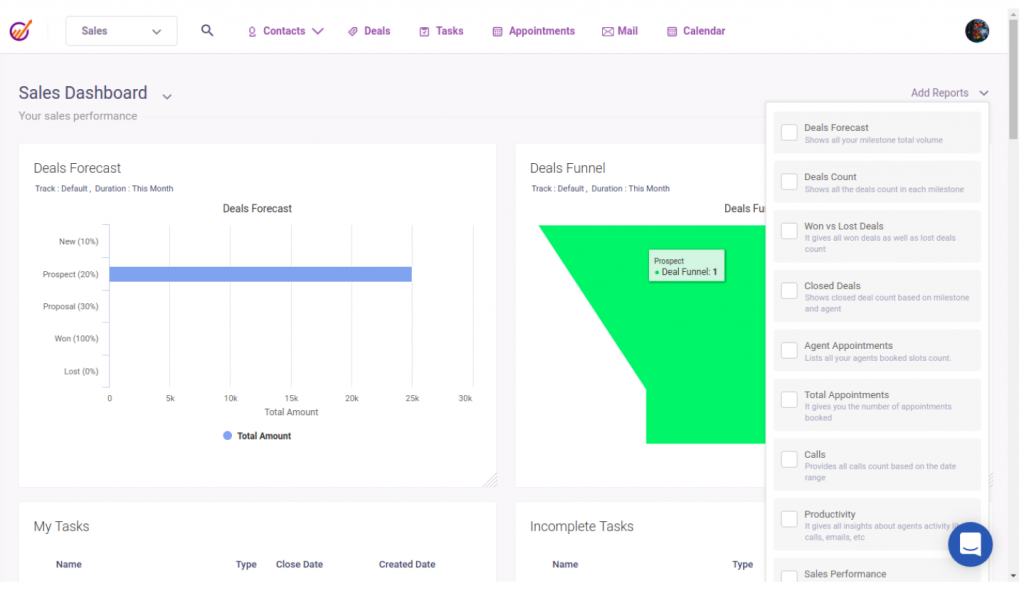 EngageBay CRM - Best for Automated Appointment Management