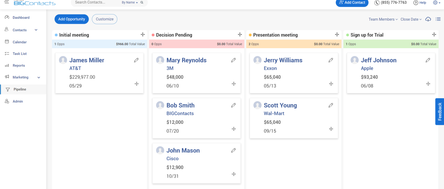 BIGContacts Sales Pipeline Management