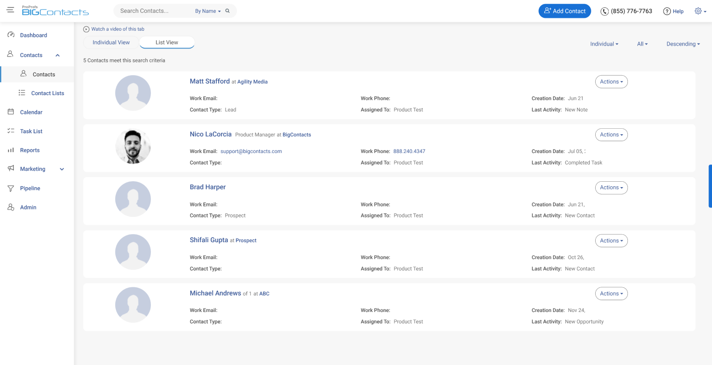 Contact management process