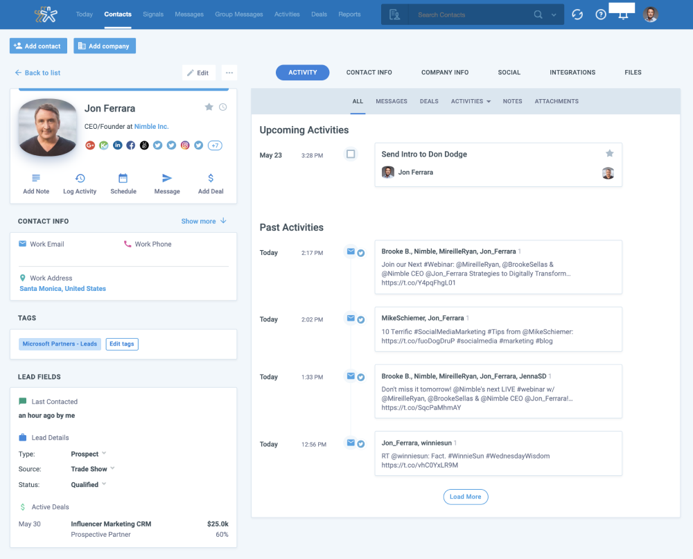 Nimble CRM- Best for Social Media Integration and Contact Management