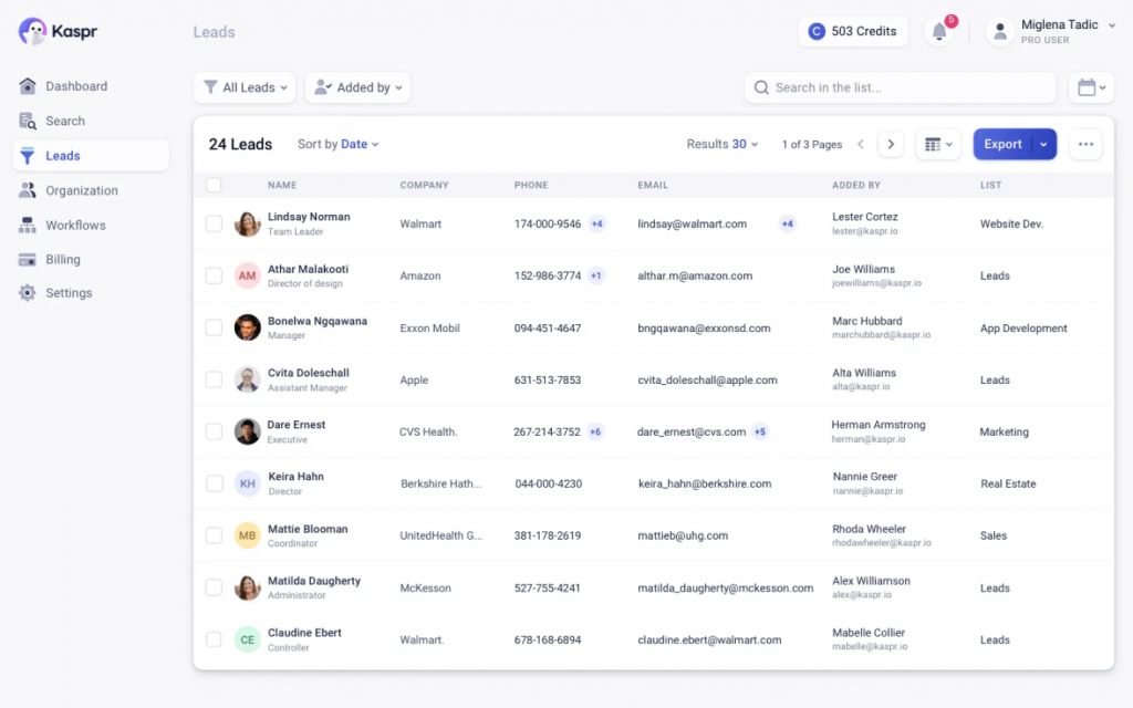 Kaspr - Best for Contact Management 