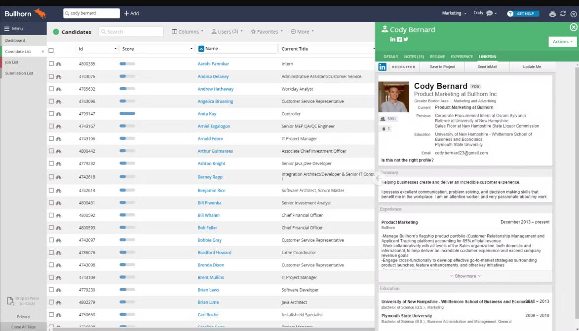 Best CRM for Recruiters Bullhorn