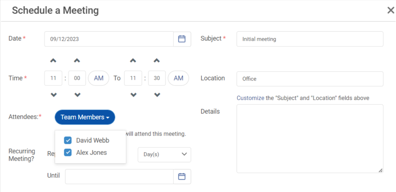 Schedule a Meeting Step 2